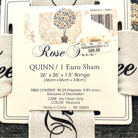 NWT,Rose Tree Luxury Quinn Peacock Poly/Linen Euro Shams,Set of 2 NIP Gray - Picture 6 of 8